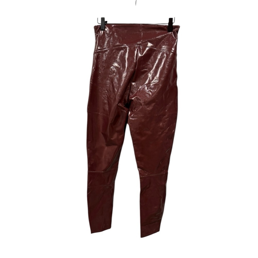 Spanx‎ Faux Patent Leather Leggings Large Burgundy Ruby - Picture 7 of 14